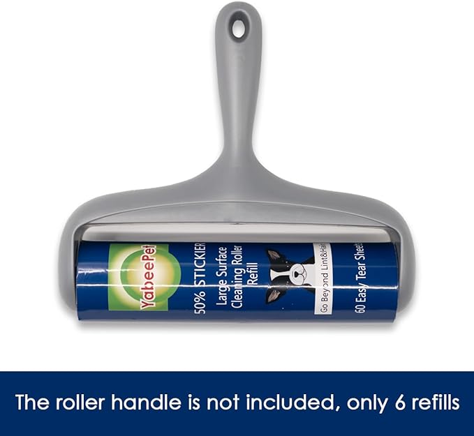 Large Surface Roller Refill for Scotch-Brite 50% Stickier Lint Roller, Works Great On Pet Hair (60 Sheets per Roll, 6 Pack)
