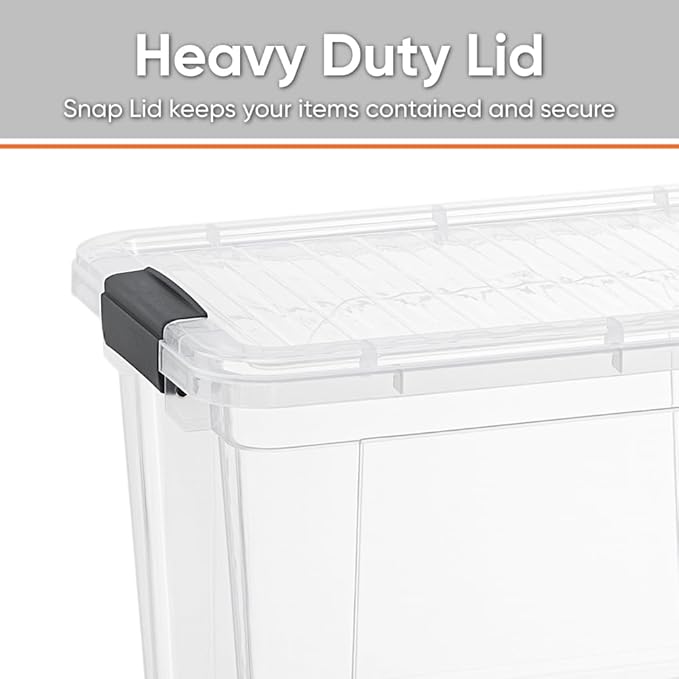 Superio Storage Bins with Lids- 6 Pack, 2.5 Qt Clear Boxes for Organizing, Stackable Plastic Containers- BPA Free, Non-Toxic, Odor Free, Organizer for Home, Office, Dorm