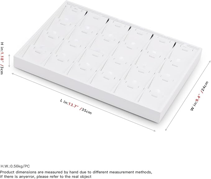24 Grids White Leather Necklace Tray Jewelry Display Organizer Tray Drawers With Removable Jewellery Cards Necklace Bracelet Pendant Holder