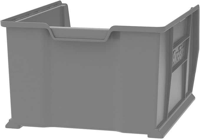 Akro-Mils 30289 Super-Size AkroBins Plastic Storage Bins, Space-Saving Stackable Bins for Garage, Classroom, Warehouse Organization, 24-Inch L x 18-Inch W x 12-Inch H, Grey, 1-Pack