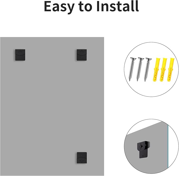 CILIBER 18x24 Beveled Mirror, Frameless Beveled Bathroom Mirrors for Wall, Upgraded Shatterproof Rectangle Vanity Mirror with Beveled Edge for Bathroom, Bedroom, Living Room and Entryway