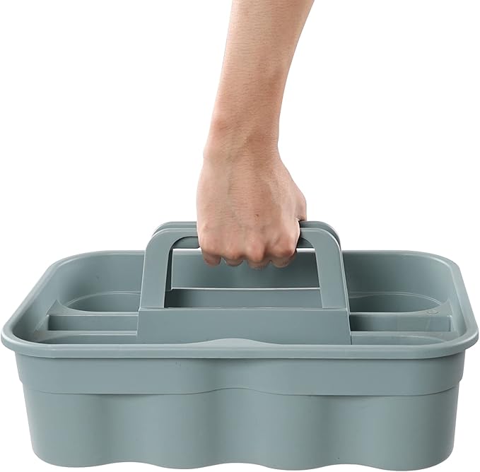 4-Pack Plastic Caddies with Portable Handle, Supply Caddy Basket for Storage Cleaning Tool, Grey