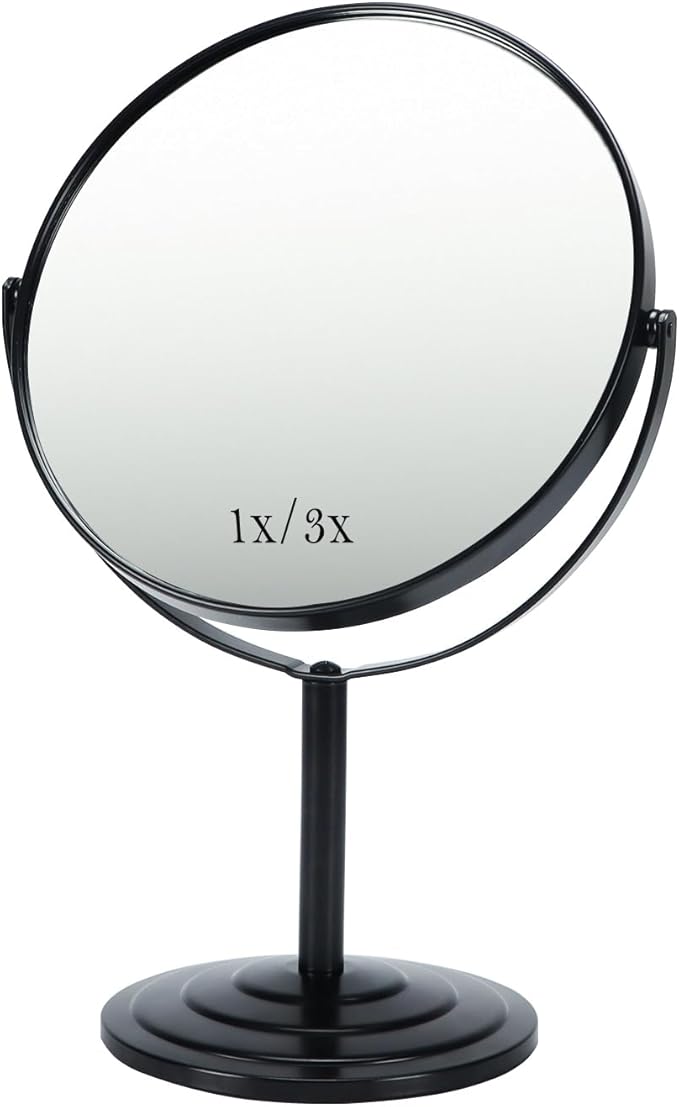 Schliersee 3X Magnifying Vanity Makeup Mirror Double Sided 7 Inch 1X/3X Magnification Tabletop Mirror, Black