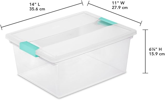Sterilite 8-Pack Clip Box, Stackable Clear Plastic Bins with Latching Lids, Deep - Writing, Arts or Crafts Supplies Storage Containers for Home, Office, Classroom and Workshop Organization