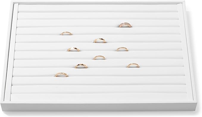 White Leather Ring Earrings Organizer Trays Jewelry Trays For Rings Earring Coins Brooches Holder Storage Display