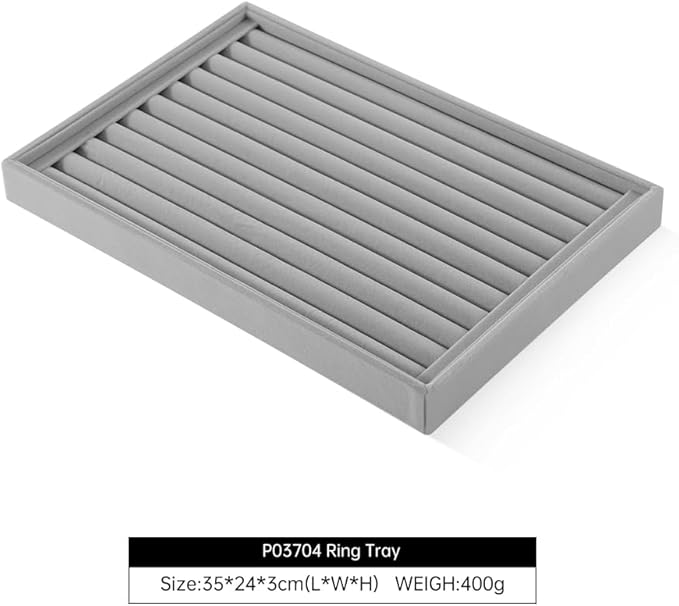 Ring Display Tray, Velvet Jewelry Trays,Premium Ring Organizer,Luxury Stud Earring Organizer,Grey Jewelry Storage
