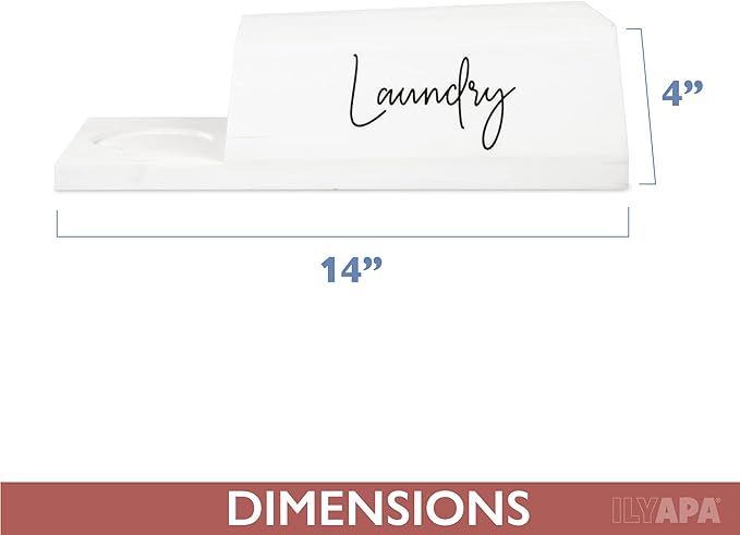 Ilyapa Wooden Detergent Holder, Liquid Detergent Dispenser Stand for Fabric Softeners, Laundry Room Countertop Decor, White Soap Containers Station Organizer