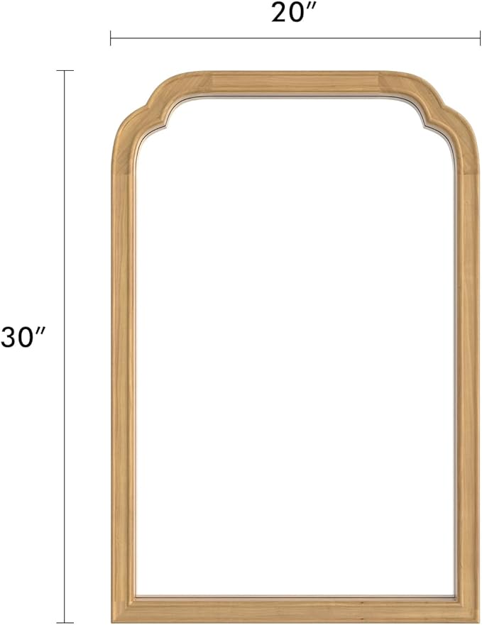 HOMECOOKIN Wood Bathroom Mirrors for Wall Mounted, 20" x 30" Rustic Wood Frame Wall Mirrors Decorative for Living Room or Bedroom Vanity Mirror (Natural) B