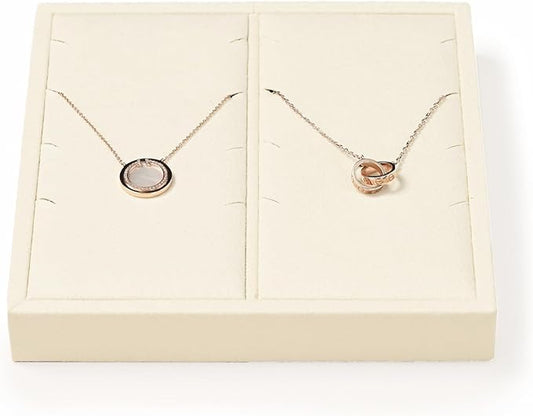 Oirlv Microfiber Jewelry Pendant Display Tray Jewelry Necklace Organizer Display Tray(Beige)