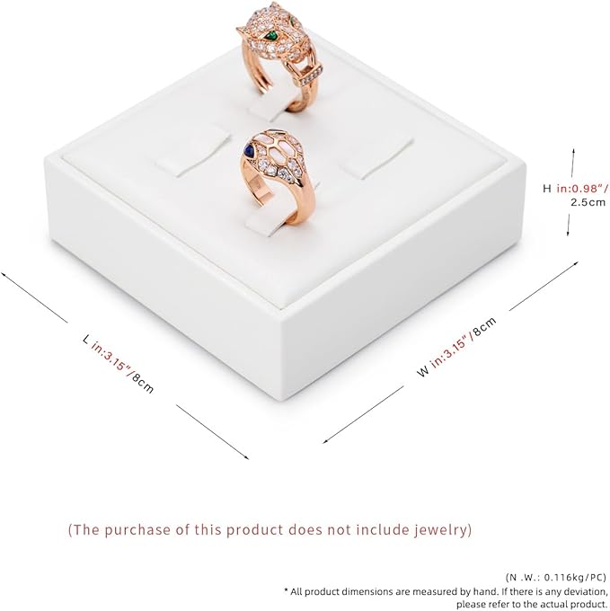 4 Slot Ring Stand PU Leather Rings Display Holder Rings Organizer White Jewelry Display Showcase