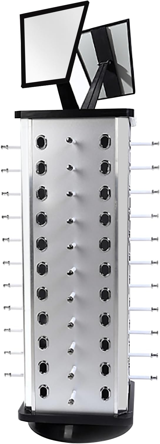 40 Pairs Sunglasses Holder Organizer, Rotating Glasses Display Stand Metal Sunglasses Display Stand With Mirror, Rotating Eyeglasses Holder Stand Countertop Sunglasses Rack (Square)