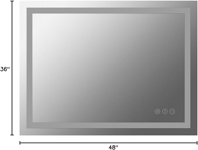 48x36 Inch LED Bathroom Mirror with Lights Front and Backlit Lighted Vanity Mirror for Bathroom Wall with 3 Colors Dimmable Anti-Fog Memory Shatter-Proof IP54 Waterproof Horizontal/Vertical