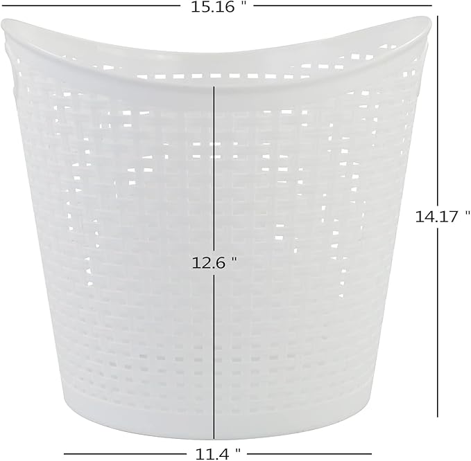 6-Pack 30 L Plastic Laundry Hamper, Large Plastic Storage Basket, White