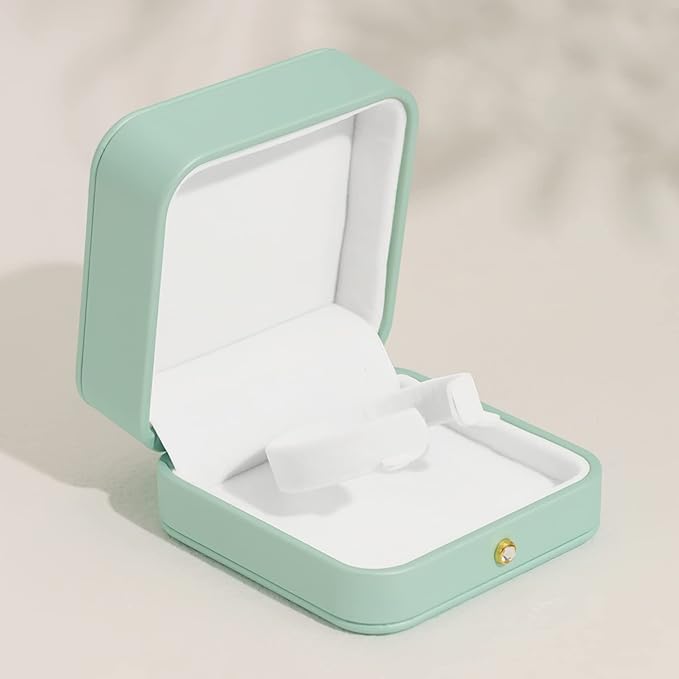 Oirlv Gorgeous Mint Green Bracelet Gift Box Leather Bangle Box for Jewelry Gift White Velvet Interior Bangle Bracelet Storage