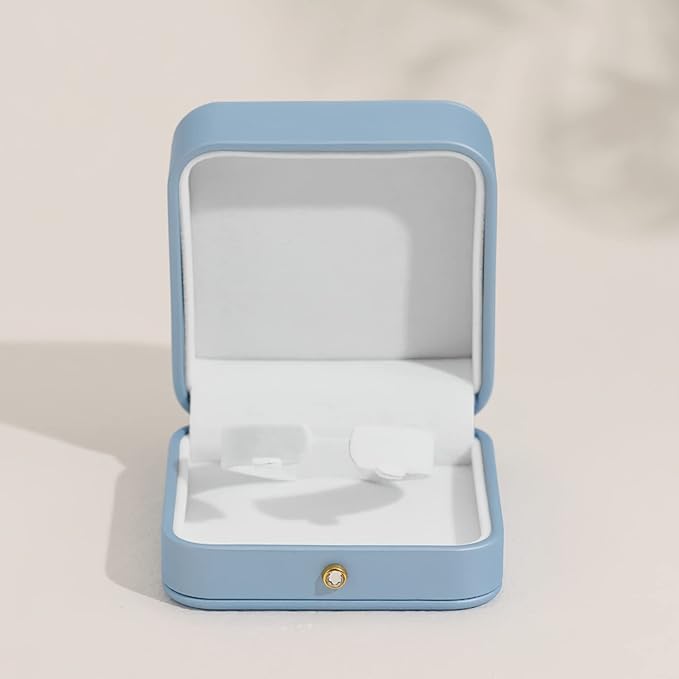 Oirlv Elegant Sky Blue Bracelet Gift Box Leather Bangle Box for Jewelry Gift White Velvet Interior Bangle Bracelet Storage