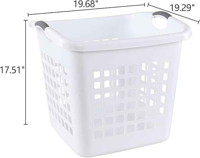 4 Pack Plastic Laundry Hamper, 70 L Large Dirty Clothes Storage Baskets with Comfort Handle, White
