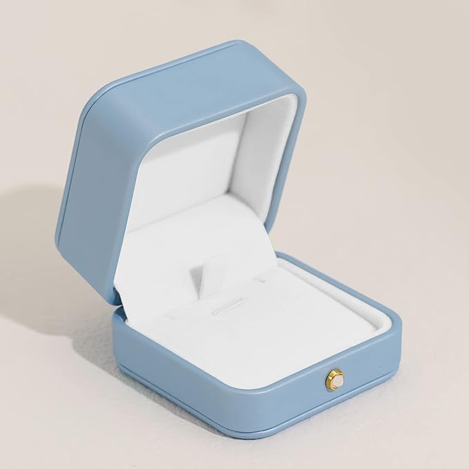 Oirlv Elegant Sky Blue Necklace Gift Box Leather Necklace Boxes for Jewelry Gift Velvet Interior Pendant Box