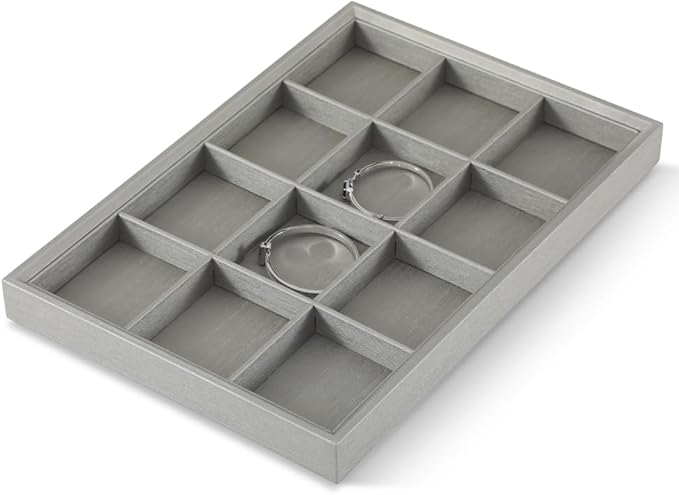 Jewelry Trays, Leather Tray,Luxury Grey Stackable Jewelry Trays For Bracelet,Pendants,Premium Jewelry Trays For Drawers, Gray
