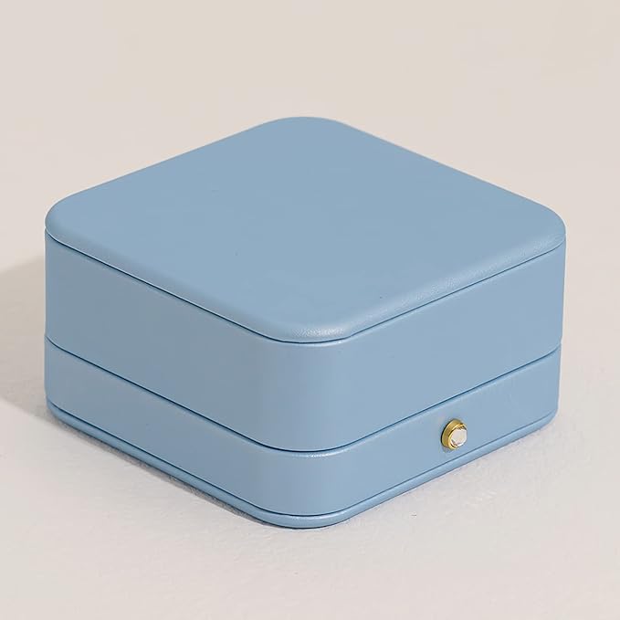 Oirlv Elegant Sky Blue Bracelet Gift Box Leather Bangle Box for Jewelry Gift White Velvet Interior Bangle Bracelet Storage