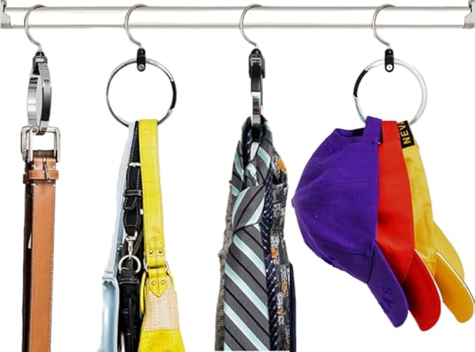 Multipurpose Closet Hangers, 50 Tie Belt Hanger for Closet, Great Space Saving Belt Organizer for Wardrobe, Ideal for Storing Belts, Ties, Scarfs, Baseball Hats, Purses & More, 2 Pack