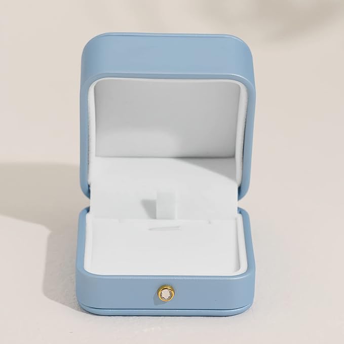 Oirlv Elegant Sky Blue Necklace Gift Box Leather Necklace Boxes for Jewelry Gift Velvet Interior Pendant Box
