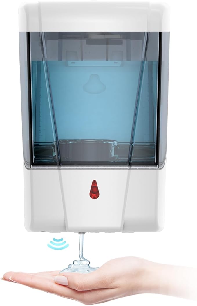 Automatic Soap Dispenser 20fl oz/600ml Touchless Wall Mount Liquid ABS Auto Hands Free Touchless Soap Dispensers Bathroom Kitchen 9031 White