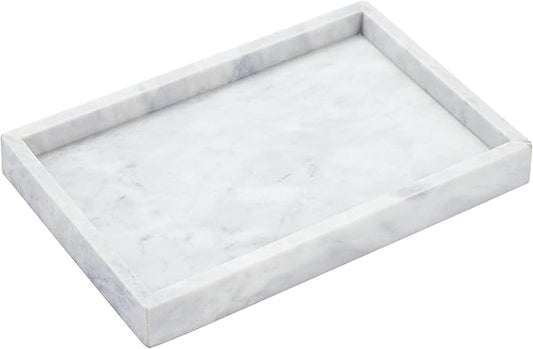 10" x 6" Moreast Real Natural Marble Vanity Tray, Genuine Marble Storage Tray for Home Decor, Large Stone Tray for Bathroom/Kitchen/Vanity/Dresser, Non-Resin/Non-Ceramic, 10 x 6 inch