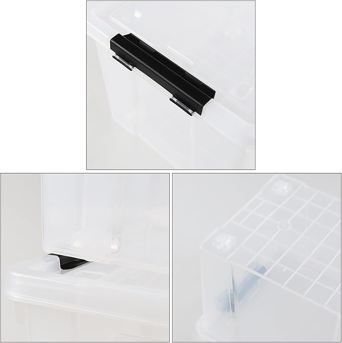 40 Quart Large Plastic Storage Bins with Lids, Clear Storage Tote with Wheels, 4 Packs