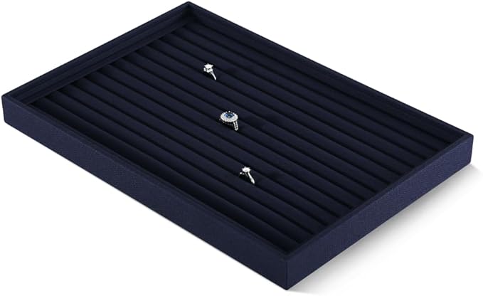 Linen Stackable Ring Ear Studs Display Tray, Premium Rings Storage Tray, Jeweler Shop Counter Showcase Table Top Organizers, Makeup Table Drawer Insert Jewelry Tray