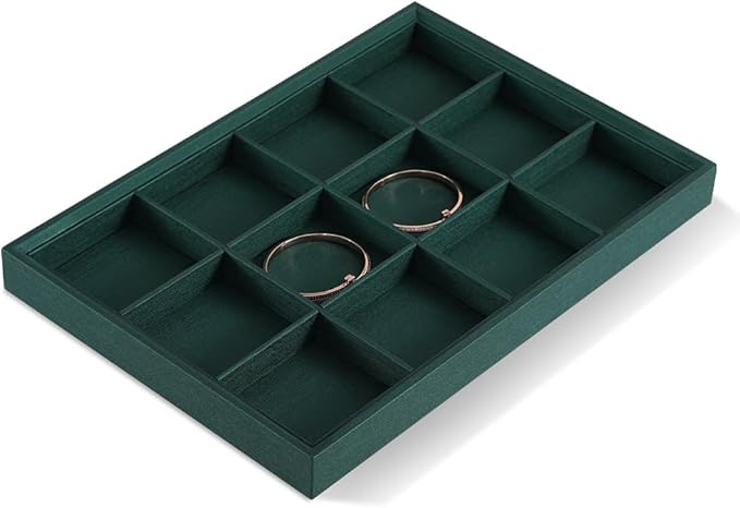 Jewelry Organizer Tray, Leather Tray,Premium Green Bracelet Organizer,Luxury Display Tray For Pendants,Bangle Organizer