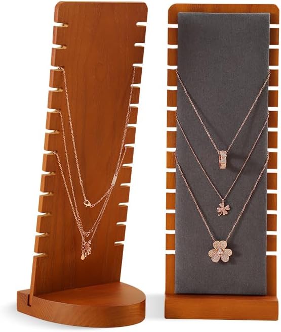 Necklace Holder, Jewelry Organizer,Wood Necklace Display,Premium Jewelry Display for Vendors,Luxury Chain Necklace Stand,Grey Necklace Storage