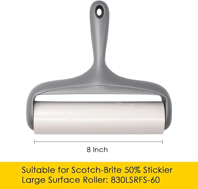 Large Surface Roller Refill for Scotch-Brite 50% Stickier Lint Roller, Works Great On Pet Hair (60 Sheets per Roll, 3 Pack Refills)