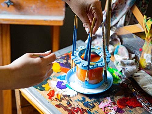 Paint Puck Ultimate Rinse Cup Paint Brush Cleaner (Red, Mug) – Non-Spill Paint Water Cup & Brush Cleaner with Brush Holder, Squeegee Lips & Drip Tray for Acrylic, Watercolor & Art Supplies