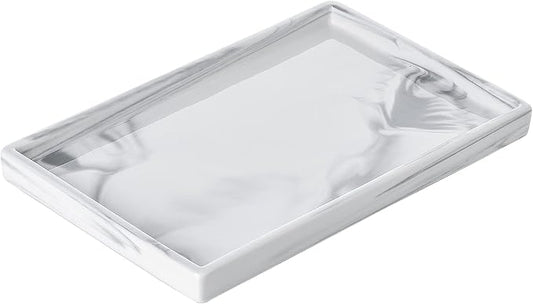 Ceramic Vanity Bathroom Tray Marble Decor Holder and Organizer for Jewelry Perfume Candle Soap Plant Towel Cosmetic Act Large Tray
