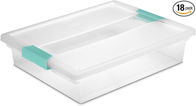 Sterilite 18-Pack Clip Box, Clear Storage for Crafts, Supplies and Office Items, Large