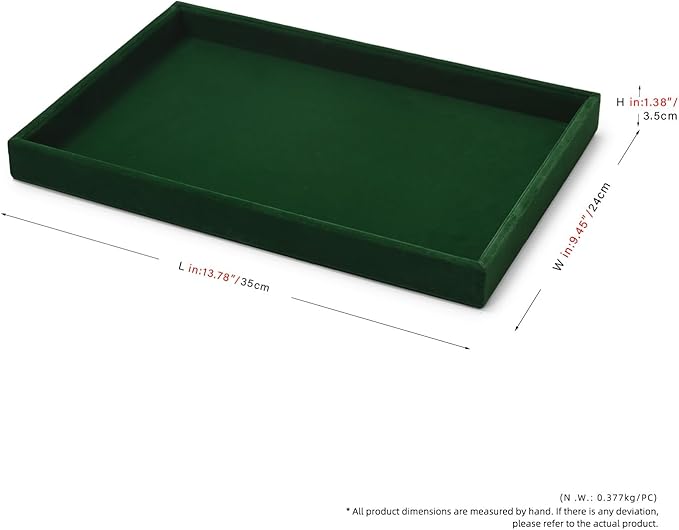 Green Velvet Jewelry Trays Stackable Jewelry Drawer Organizer Tray for Necklace Bracelets Rings Storage Display