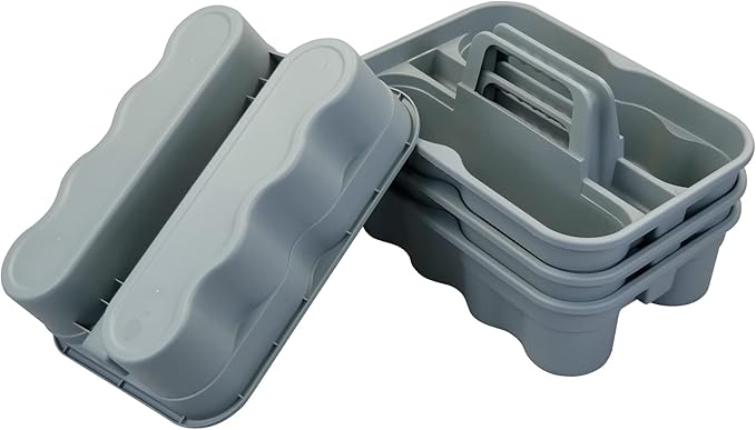 Teyyvn 4 Pack Carry Caddy, Plastic Cleaning Caddy with Handle, Gray