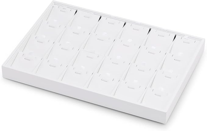 White PU Leather Jewelry Display Tray 24 Grids Pendant Earrings Necklace Organizer Display Showcase Jewelry Storage Tray
