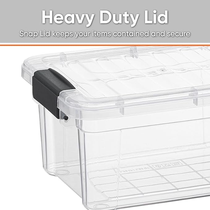 Superio Clear Storage Bins with Lids, Stackable Storage Box with Latches and Handles, Extra Small, 6 Pack 3 Quart
