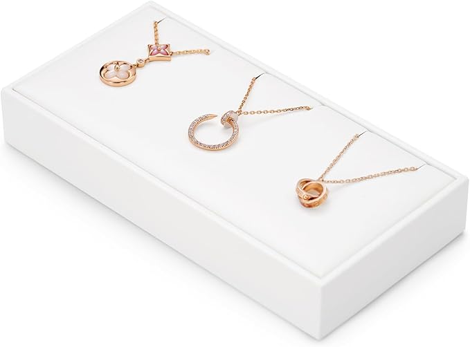 PU Leather 3 Slot Necklace Jewelry Stand Pendant Drawer Organizer Tray White Bracelets Display Holder USP-TT16609-new