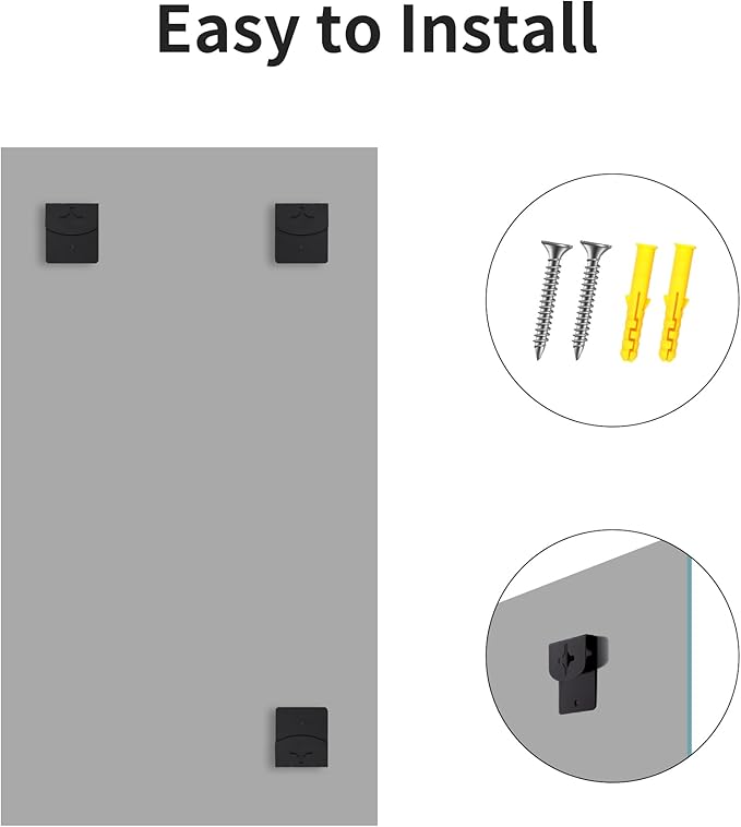 CILIBER Frameless Mirror, 20x36 Inch Bathroom Mirrors for Wall, Rectangle Bathroom Vanity Mirrors with Polished Edge, Hangs Horizontally or Vertically for Bathroom, Bedroom and Living Room