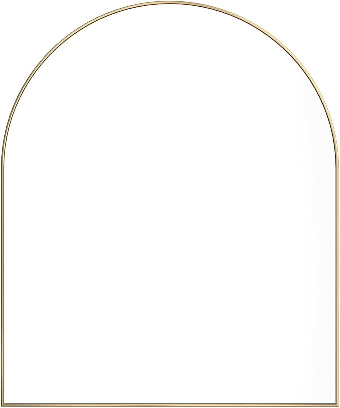 15x18 Inch Compact Gold Arched Mirror Perfect for Small Bathroom Vanity & Decorative Wall Use Space-Saving Brushed Metal Frame Arch Mirror for Bathroom Living Room Bedroom or Entryway