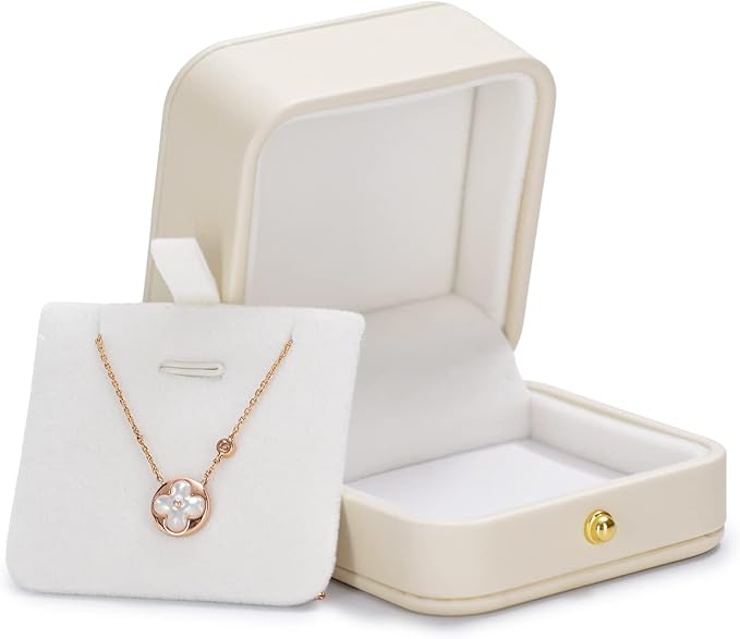 Oirlv Premium Leather Necklace Gift Box White Necklace Boxes for Jewelry Gift Velvet Interior Pendant Box