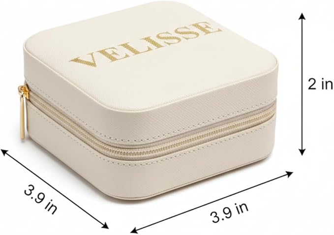 Velisse Travel Jewelry Case – Small Jewelry Travel Case Organizer, Jewelry Box Travel Case, PU Leather Jewelry Box for Rings, Earrings & Necklaces, Travel Organizer & Valentine’s Day Gifts for Her
