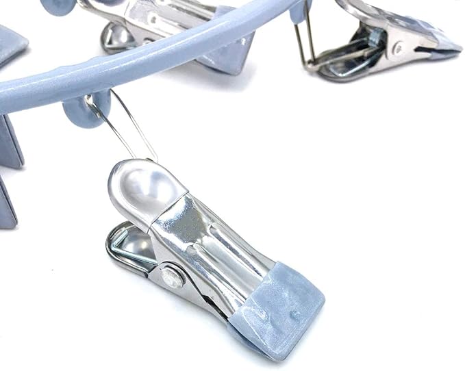 Stainless Steel Clothe Drying Rack Laundry Drip Hanger 24 Clip Metal Clothespins Round Underwear Lingerie Sock Hat Boot Large Heavy Duty Portable Indoor Outdoor Baby Wet and Dry Dryer (24 Round)