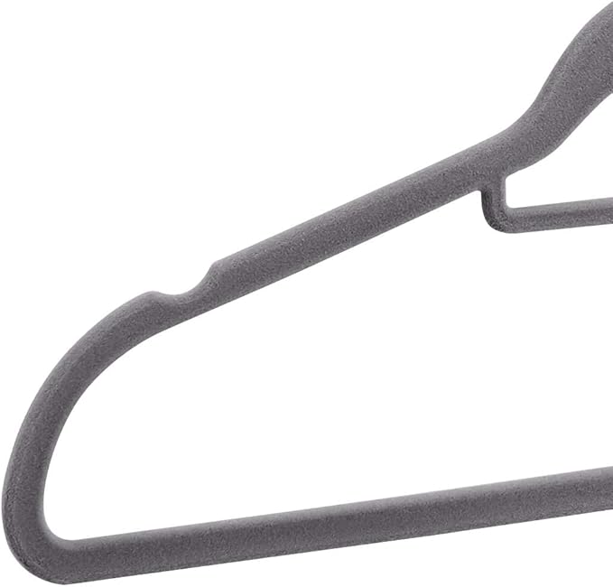 Amazon Basics Heavy Duty Non-Slip Velvet Suit Hangers with Horizontal Tie Bar, 50-Pack, Dark Gray