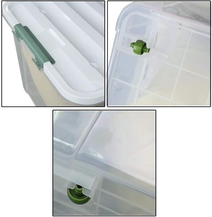 Saedy 85 Quart Plastic Storage Bins with Lids and Wheels, Large Plastic Box, Set of 2