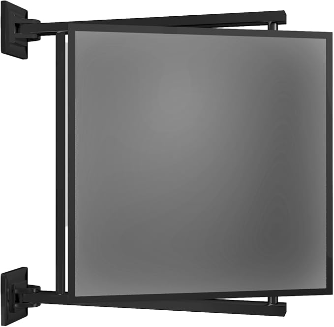 BRIXWELL Pivot-N-Vue Double Hinged Mirror Square, Tubular Steel with Silver Brazed Joints, Matte Black Finish, 11" Width x 11" Height, 10" Extendable Arms, Adjustable Wall Mount Bathroom Mirror