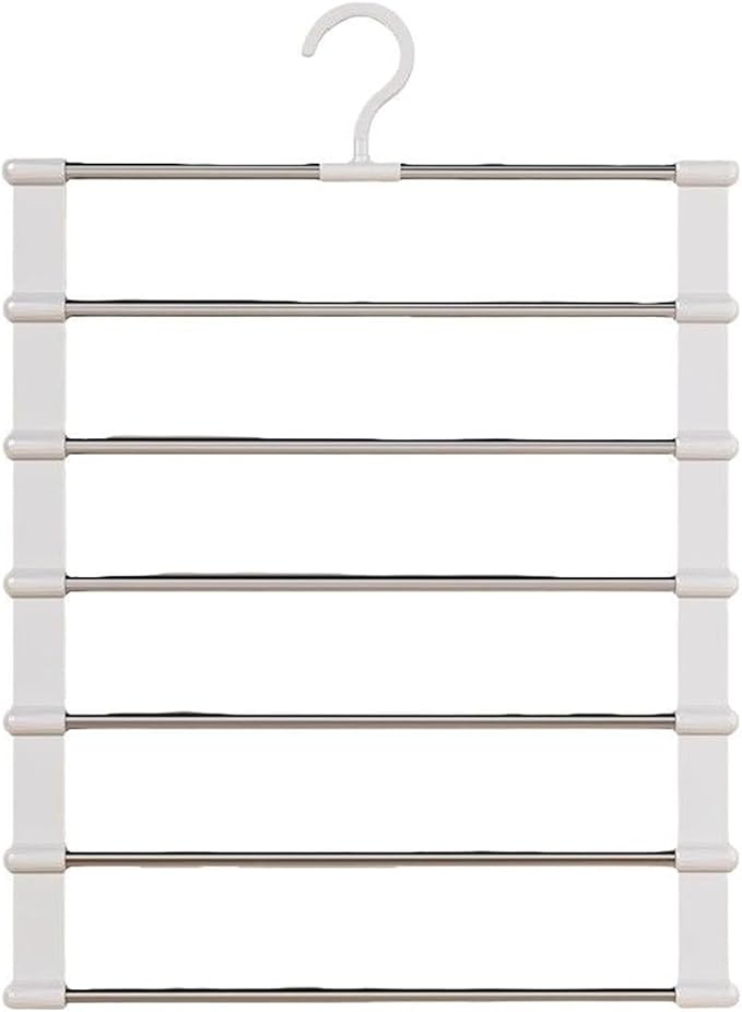 Magic Pants Hangers Space Saving, 2 Pack Pants Hangers Space Saving, 7 Tier Closet Organizers and Storage Clothes Hanger, Multiple Metal Hanger Clothes Organization for Pants Trousers Jeans Leggings