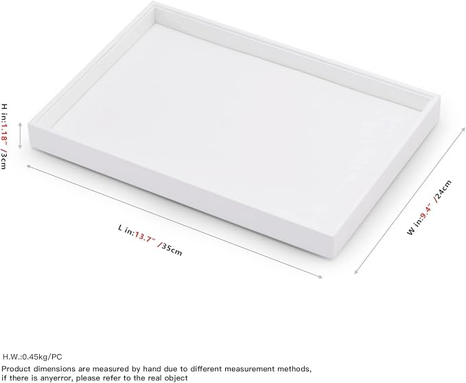 White Leather Jewelry Tray Necklace Bracelet Holder Stackable Jewelry Drawer Organizer Tray for Necklace Bracelets Watches Earring Ring Storage Display